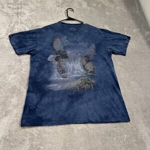 The Mountain Shirt Mens Large Blue Eagle Waterfall Graphic Nature Outdoors Tee